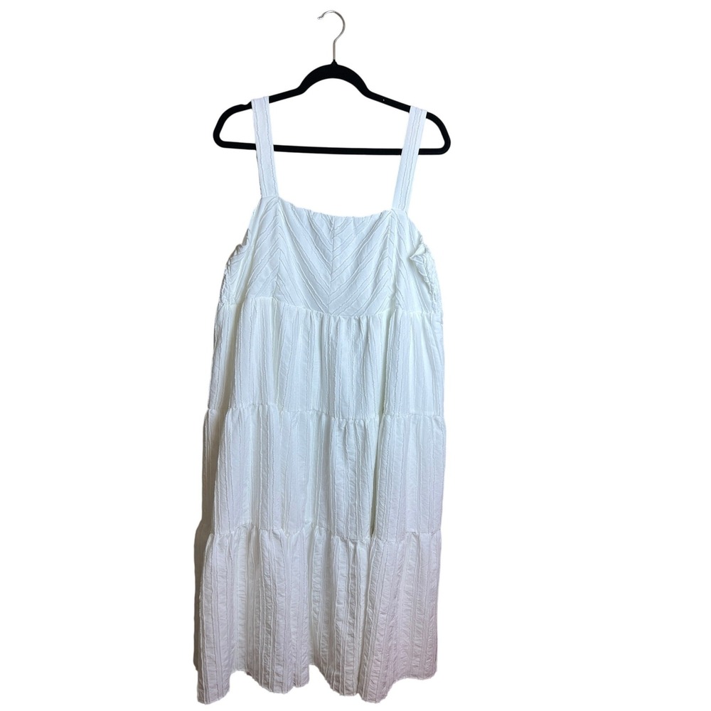 Gilli Tiered Midi Dress Cottagecore Boho White Women's Size 1X‎ Smocked Sun
